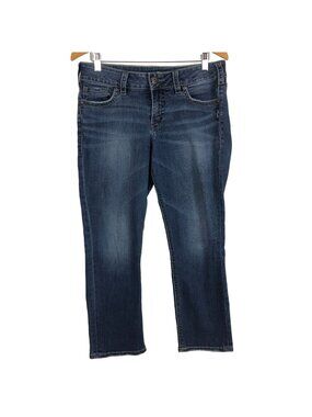 Silver Jeans Co. Elyse Capri W30/L22.5 Mid-Rise Slim Fit Distressed Blue Jeans